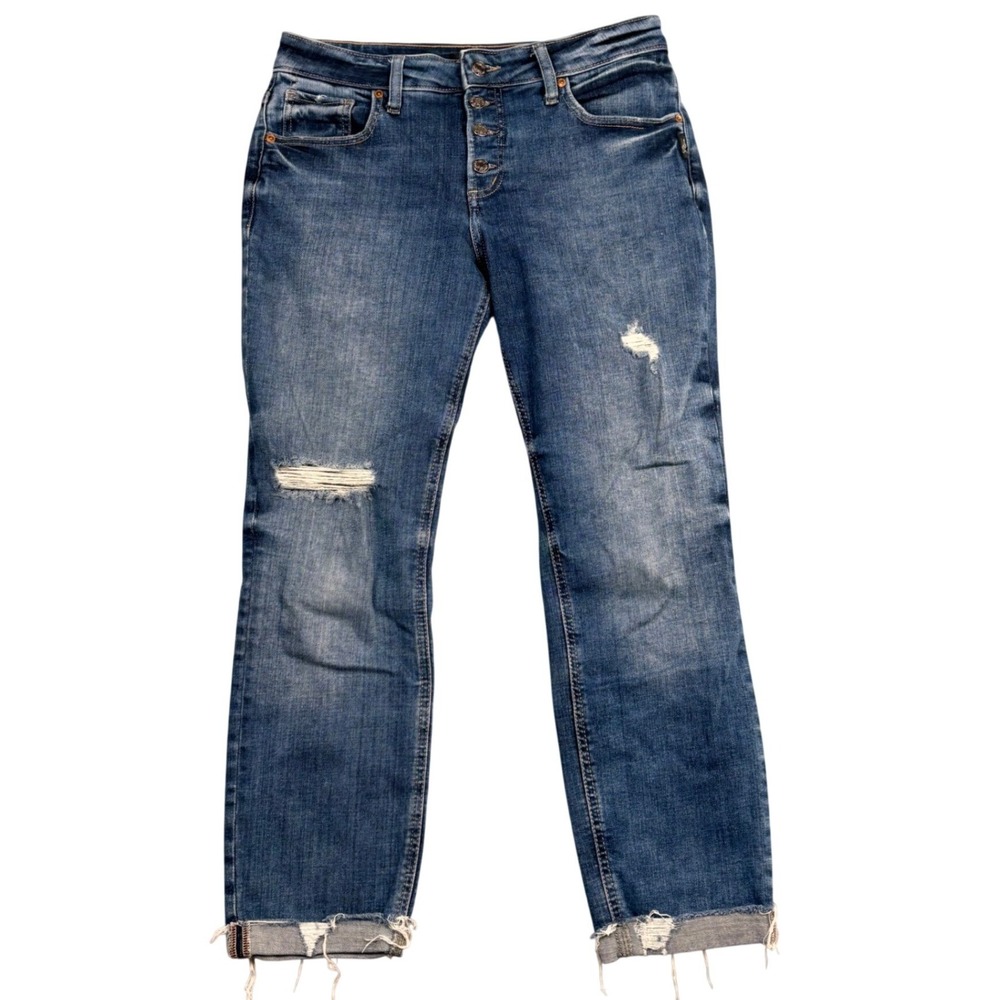 Silver Jeans Co Boyfriend Distressed Button Fly Blue Jeans W28 L27 L27344EAE261